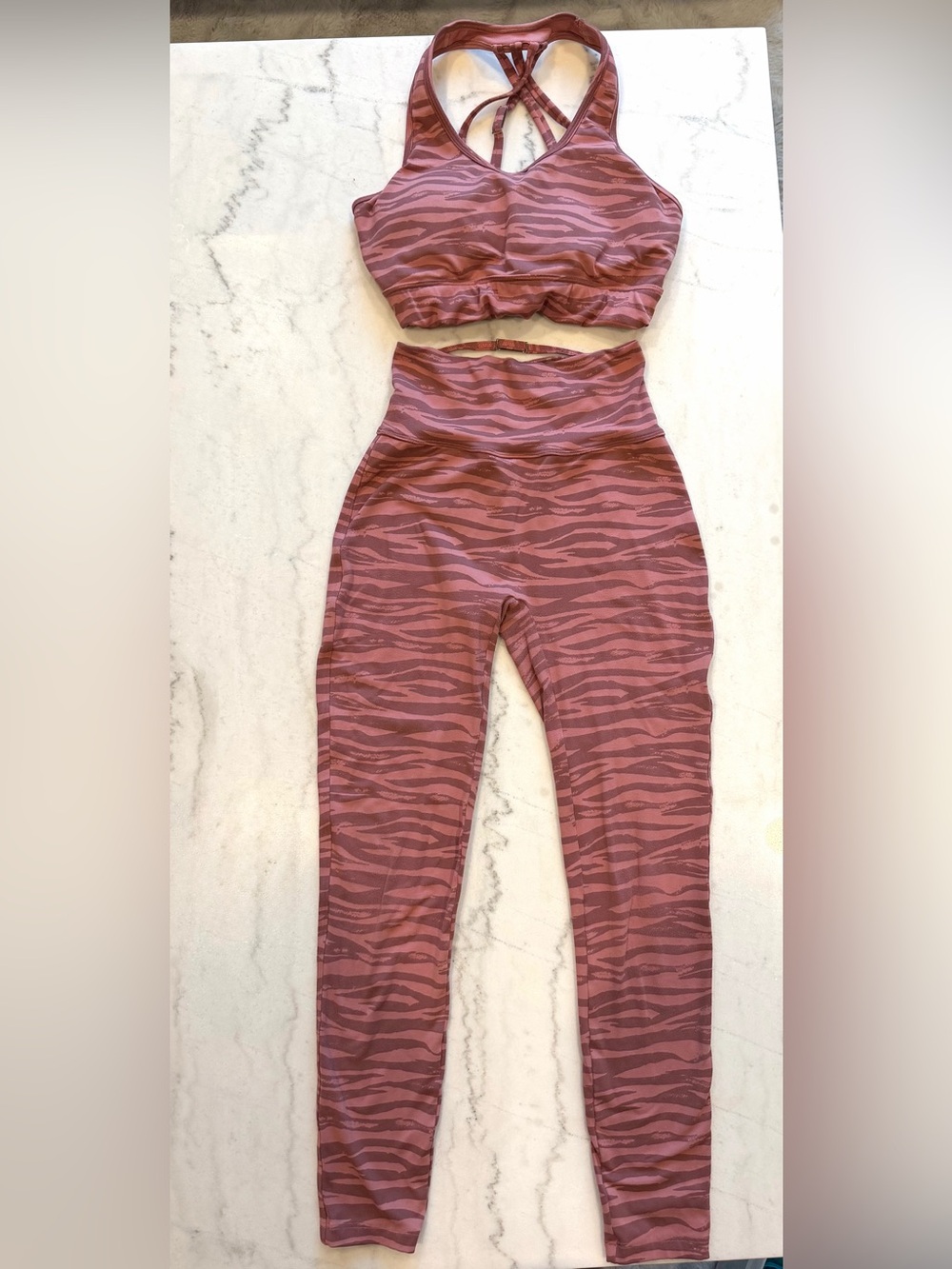 Bombshell Sportswear Mauve Zebra-Print Workout Set